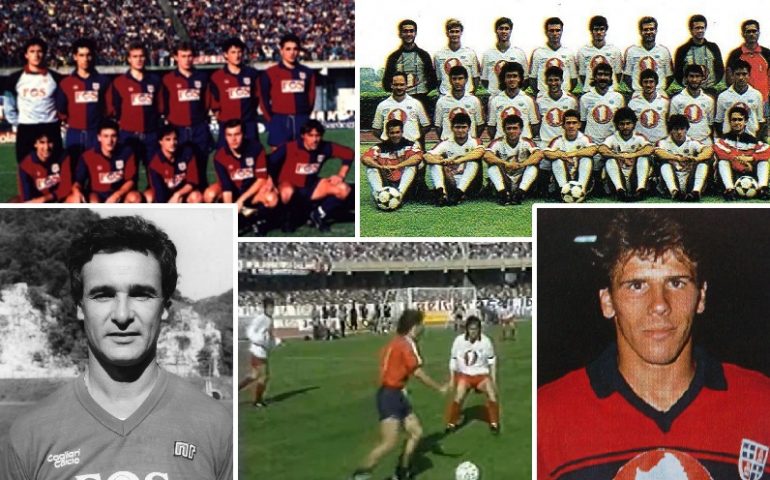 Immagini delle due compagini sarde che diedero vita allo storico derby sardo, Cagliari-Torres, del 1989.