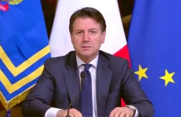 Il presidente del Consiglio Giuseppe Conte, durante una conferenza stampa.