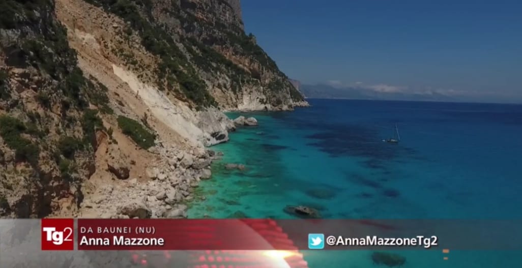 Immagine di Cala Goloritzé mandata in onda dal Tg2.