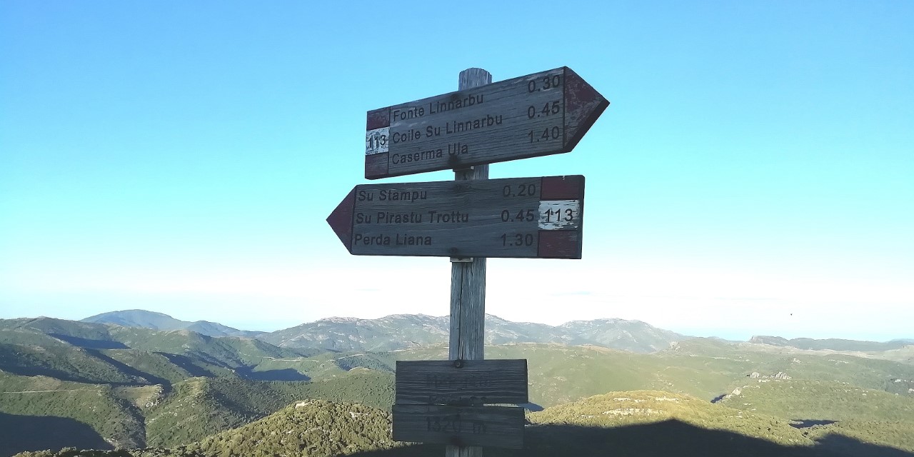 Indicazioni sulla cima di Margiani Pubusa.