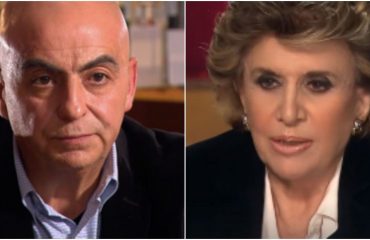 Francesco Rocca e Franca Leosini, durante l'intervista al programma di Rai3, "Storie Maledette".