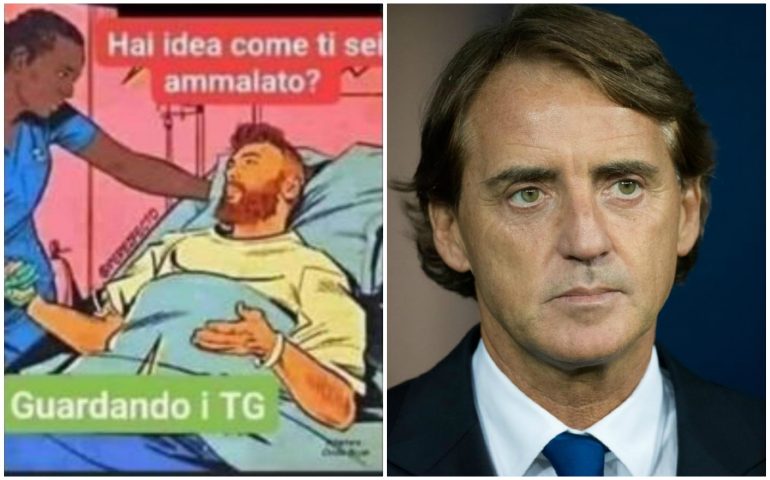 Bufera su Mancini che pubblica una vignetta negazionista sul covid, il Ct poi si scusa