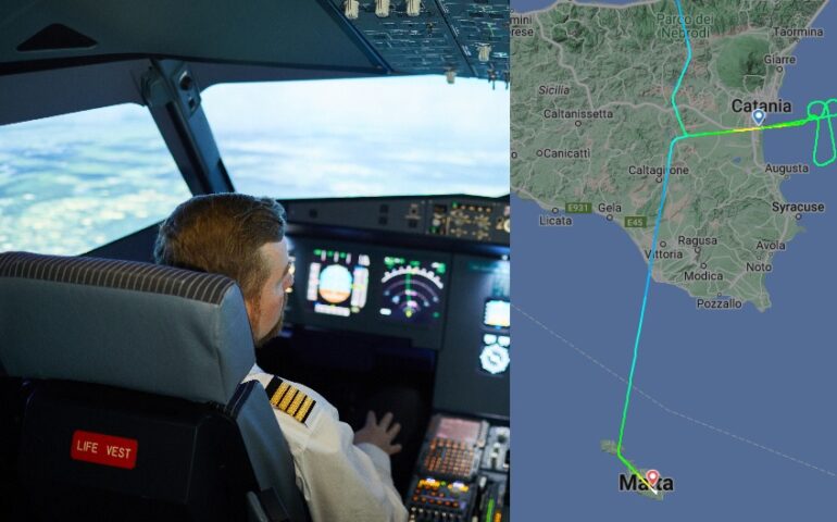 Il volo viene dirottato, il pilota non la prende bene e disegna una strana traiettoria nell’aria