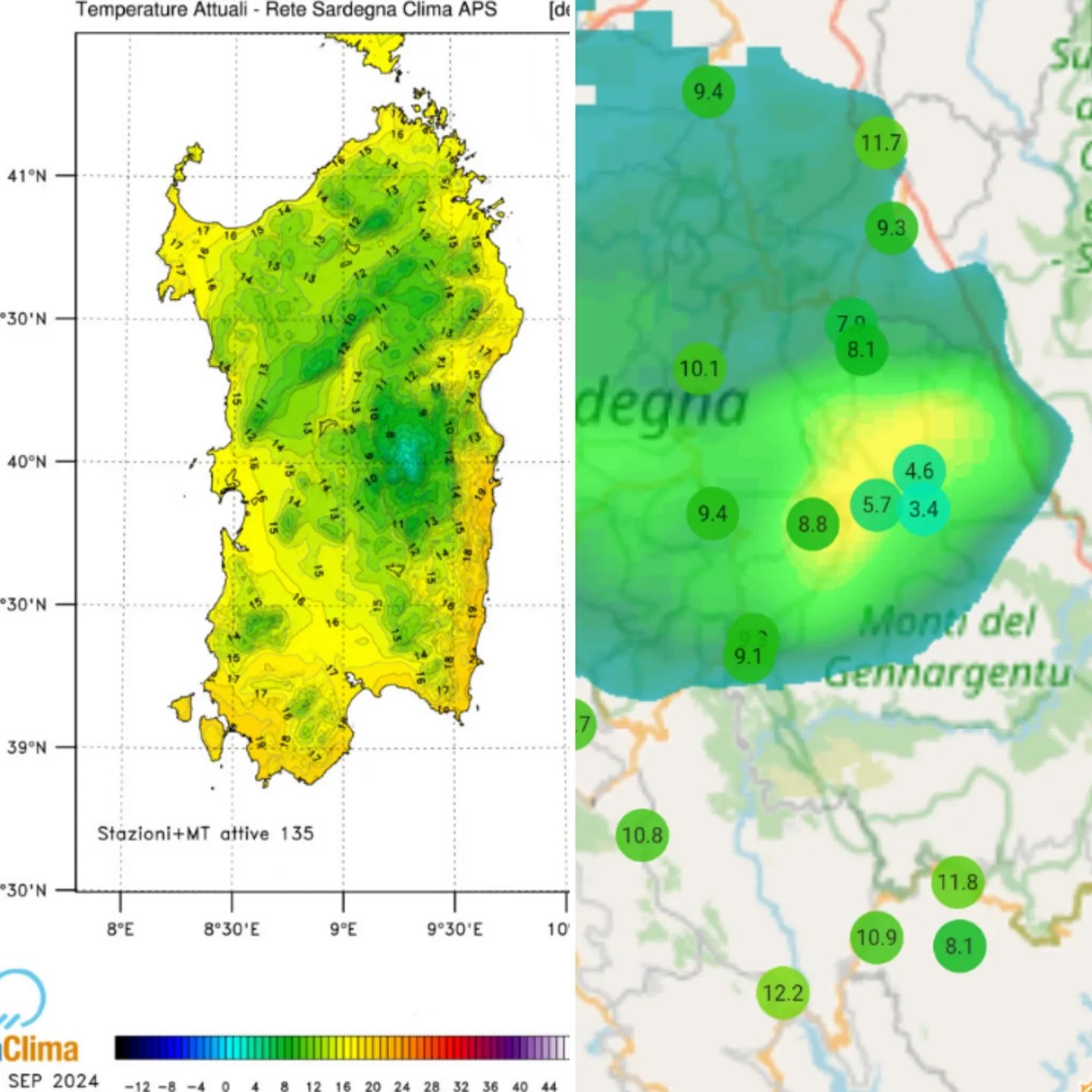 Bruncu Spina temperature